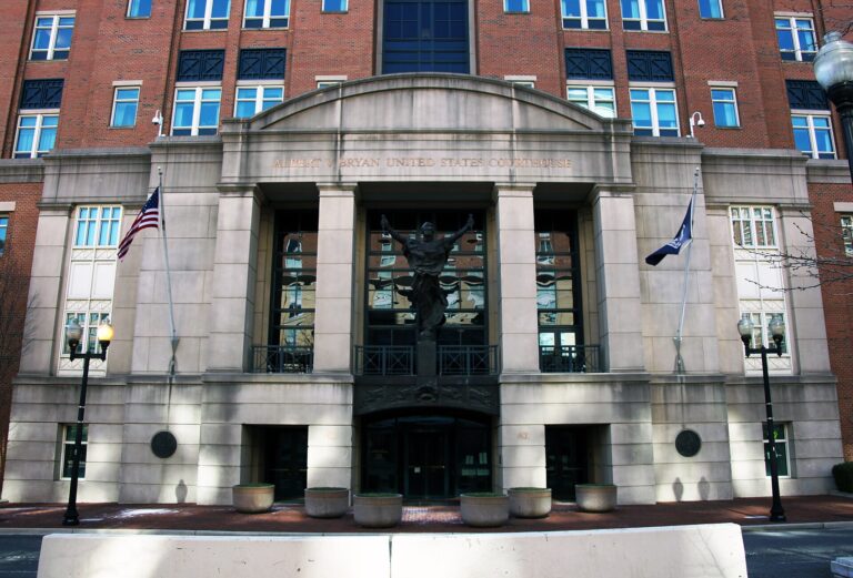 Albert V. Bryan U.S. Courthouse in Alexandria, Virginia, shown for context for the Thomas Weir Pauken II sentencing.