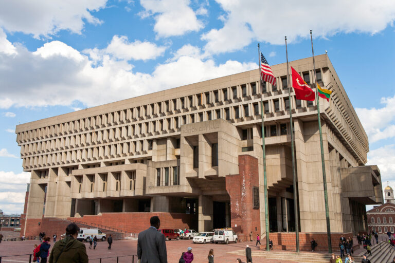 Boston City Hall exterior, the civic setting for Boston 311 service requests.