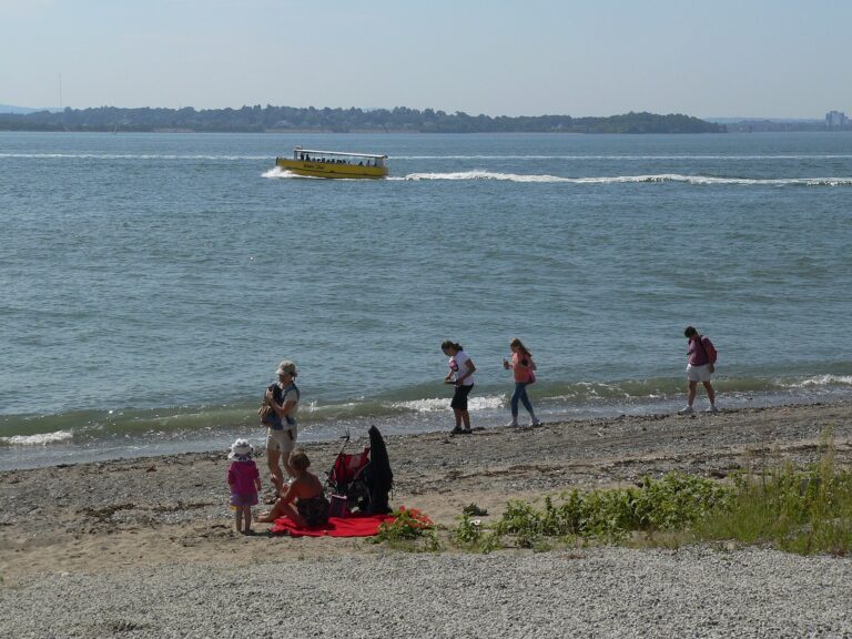 Boston Harbor Islands guide: visitors on the shore of Spectacle Island