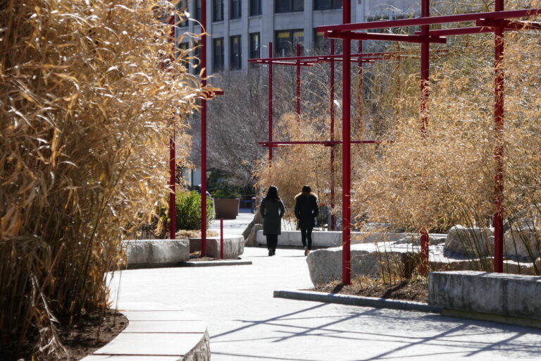 Greenway public art setting: paths and plantings in Boston’s Chinatown Park.
