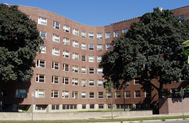 MIT for America: Baker House on the MIT campus in Cambridge. Archival campus context, not a photograph of an MIT for America activity.